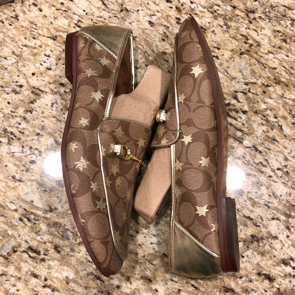 Coach Haley Loafer With Star Print Tan Brown Gold 10 - Picture 7 of 12